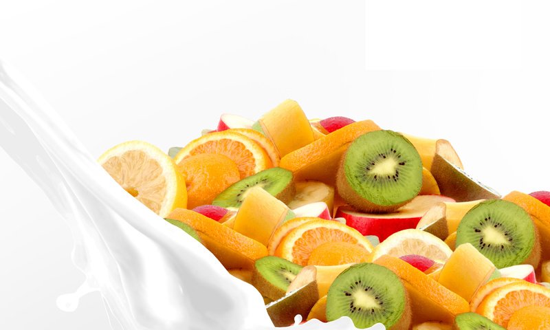 Обои фрукты, дольки, молоко, fruit, slices, milk разрешение 7000x4884 Загрузить