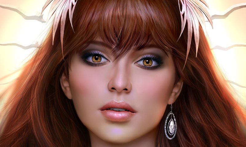 Обои арт, девушка, взгляд, карие глаза, серьга, art, girl, look, brown eyes, earring разрешение 2550x1879 Загрузить