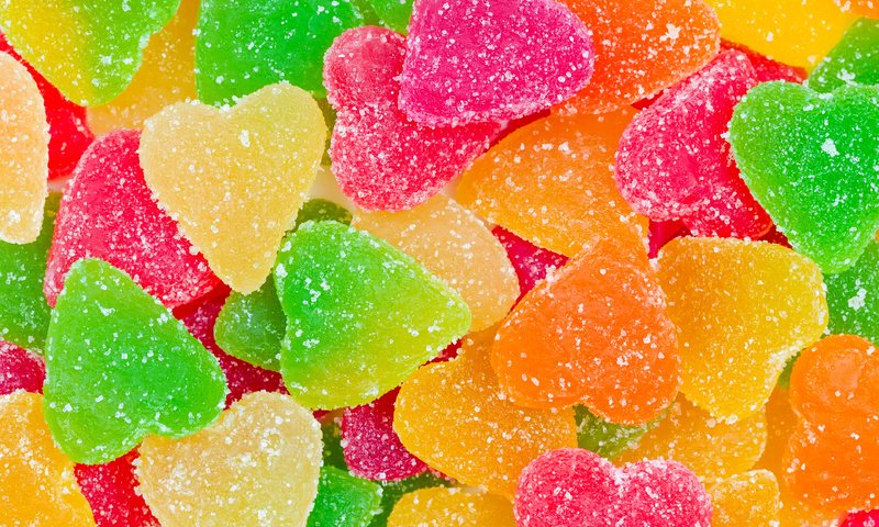 Обои разноцветные, конфеты, разноцветный, сердца, сладкое, яркий, мармелад, colorful, candy, heart, sweet, bright, marmalade разрешение 3840x2400 Загрузить