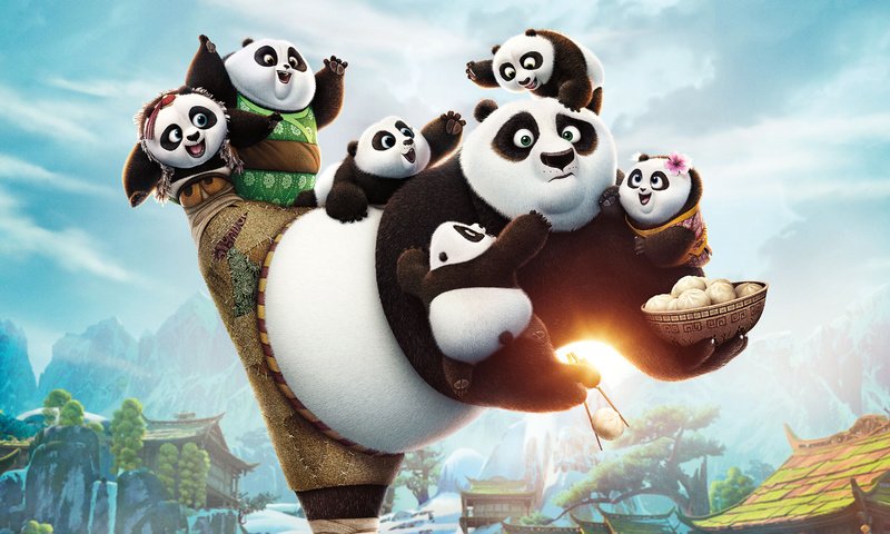 Обои малыши, панды, kung fu panda 3, кунг-фу панда 3, kids, panda разрешение 4800x3800 Загрузить
