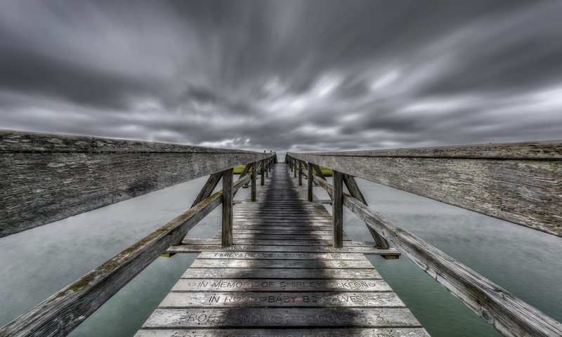 Обои небо, вода, река, природа, тучи, мост, the sky, water, river, nature, clouds, bridge разрешение 2048x1367 Загрузить