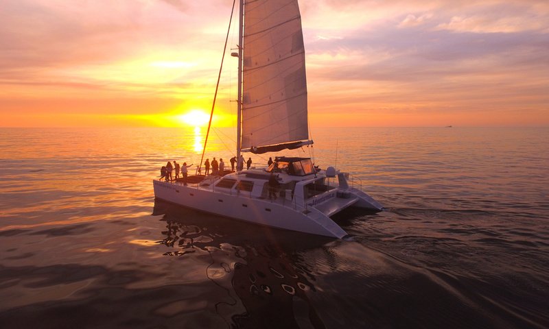 Обои закат, море, яхта, sunset, sea, yacht разрешение 4000x3000 Загрузить