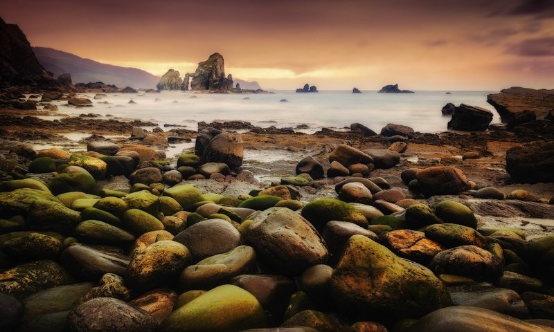 Обои скалы, природа, камни, берег, закат, море, побережье, rocks, nature, stones, shore, sunset, sea, coast разрешение 2560x1707 Загрузить