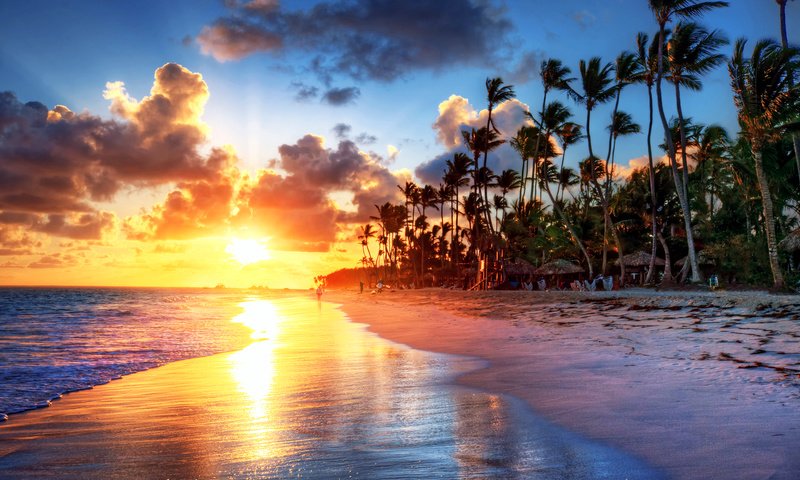 Обои закат, море, пляж, тропики, sunset, sea, beach, tropics разрешение 2500x1666 Загрузить
