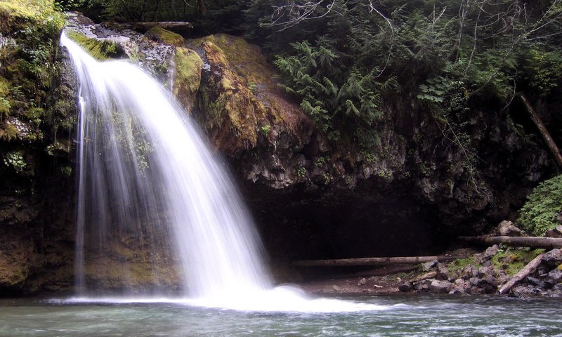 Обои природа, скала, водопад, nature, rock, waterfall разрешение 1920x1080 Загрузить