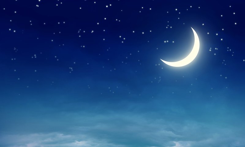Обои небо, звезды, месяц, the sky, stars, a month разрешение 5616x3744 Загрузить