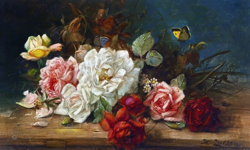 Обои цветы, розы, масло, flowers, roses, oil разрешение 3000x1836 Загрузить