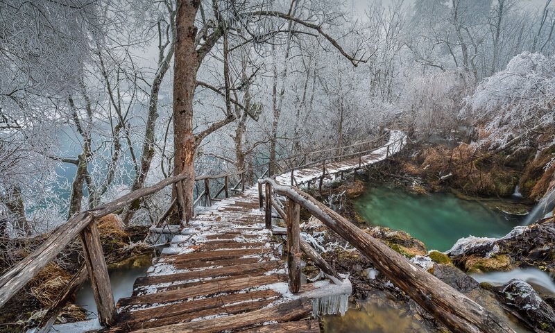Обои мостик, зима, хорватия, the bridge, winter, croatia разрешение 6699x3768 Загрузить