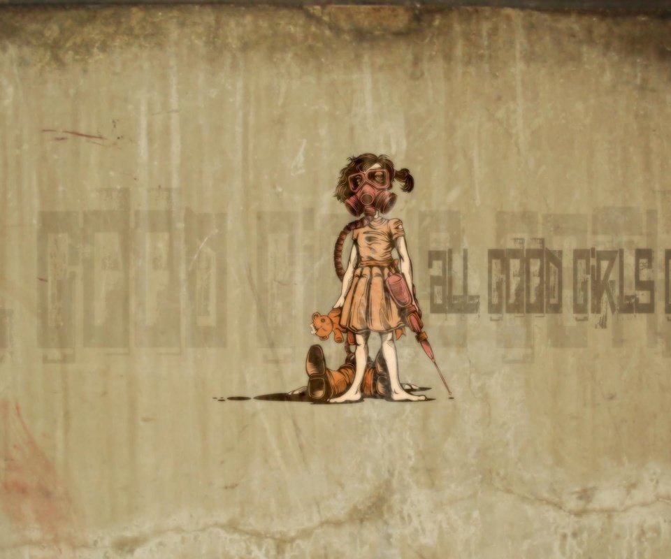 Обои мишка, девочка, десктоп, граффити, bear, girl, desktop, graffiti разрешение 1920x1200 Загрузить