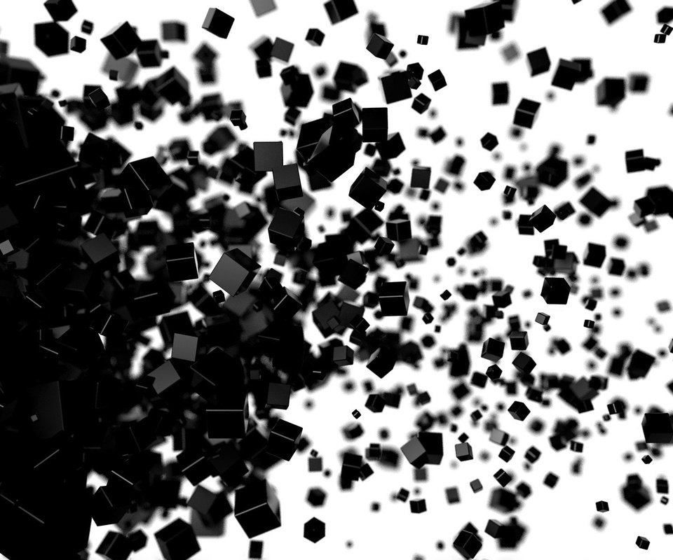 Обои кубики, чёрные, рубики, разлетаются, cubes, black, fly разрешение 1920x1200 Загрузить