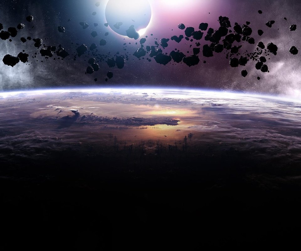 Обои планета, астероиды, planet, asteroids разрешение 1920x1200 Загрузить