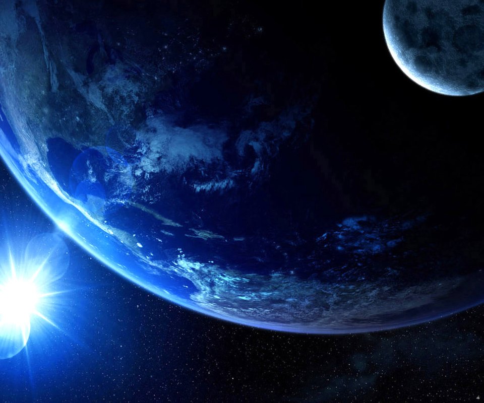 Обои свет, земля, космос, луна, планеты, спутник, light, earth, space, the moon, planet, satellite разрешение 1920x1080 Загрузить
