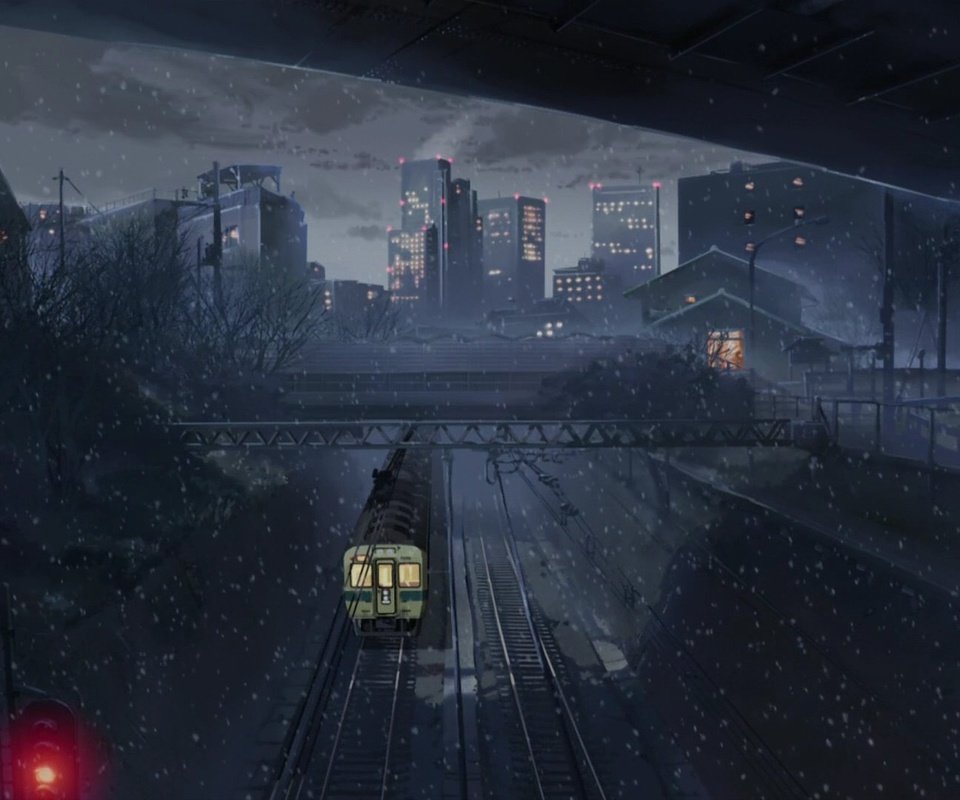 Обои макото синкай, поезд, пять сантиметров в секунду, makoto xingkai, train, five centimeters per second разрешение 1920x1080 Загрузить