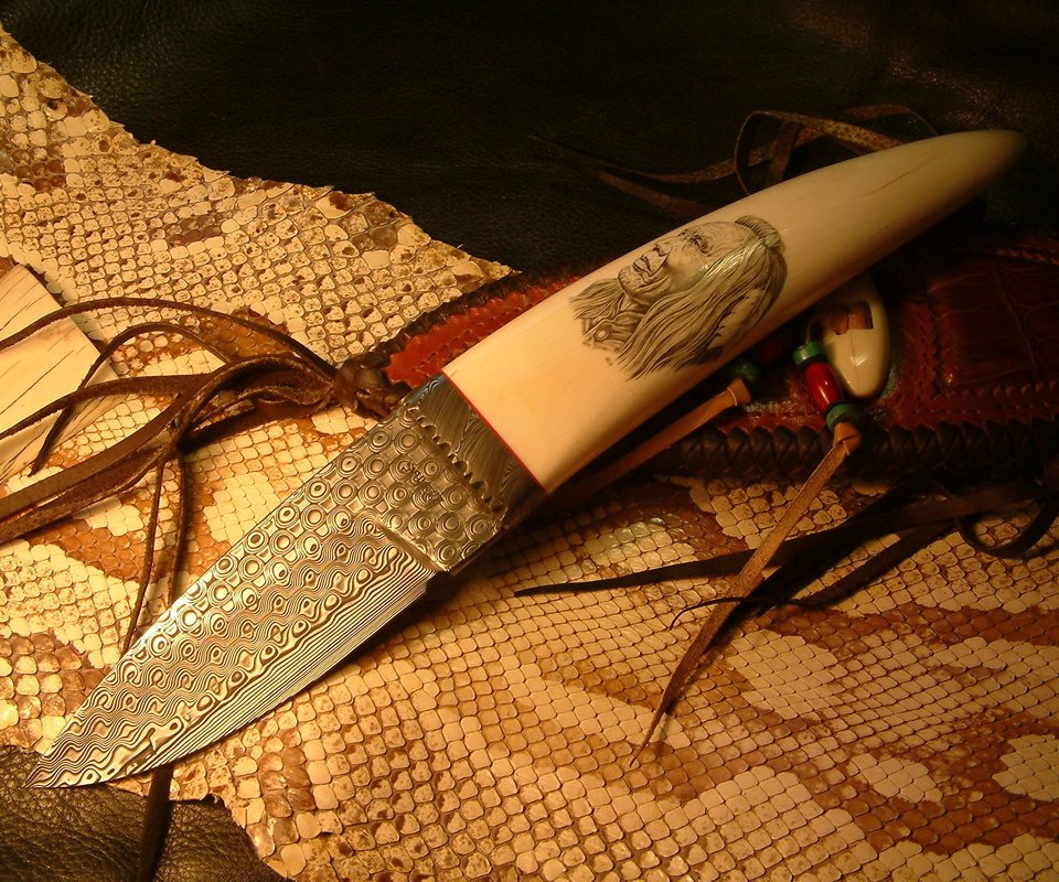 Обои змей, кожа, нож, холодное оружие, индеец, snakes, leather, knife, edged weapons, indian разрешение 2048x1536 Загрузить