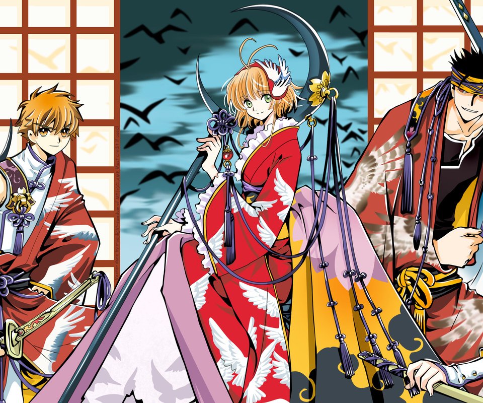 Обои clamp, fay d flourite, kurogane, mokona, sakura (tsubasa разрешение 3020x1533 Загрузить