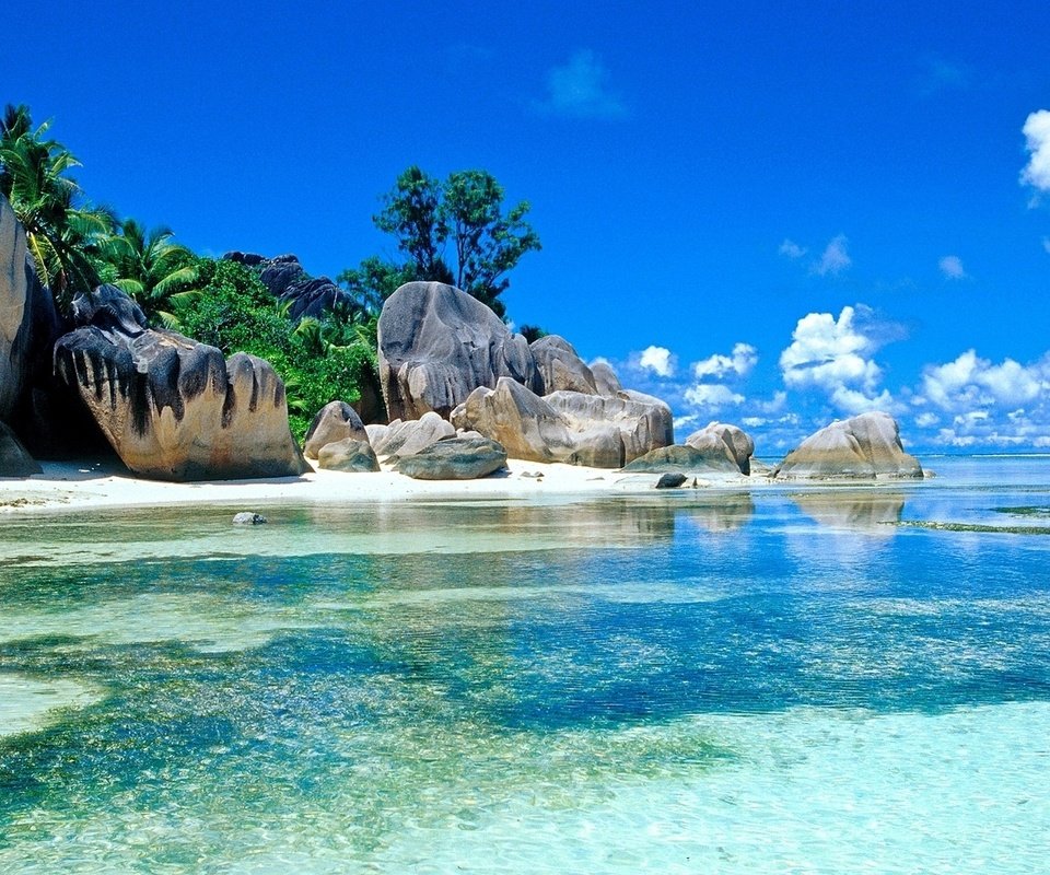Обои камни, пляж, тропики, сейшелы, stones, beach, tropics, seychelles разрешение 1920x1080 Загрузить
