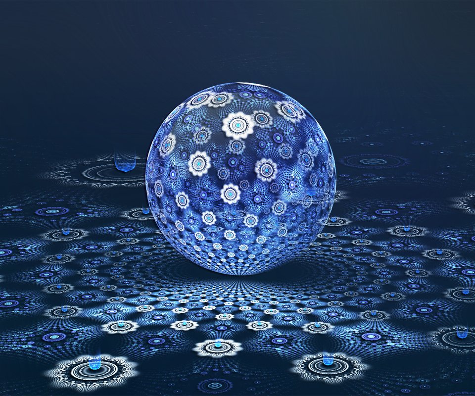 Обои абстракция, сфера, фрактал, 3д, шар.синий, abstraction, sphere, fractal, 3d, ball.blue разрешение 1920x1200 Загрузить