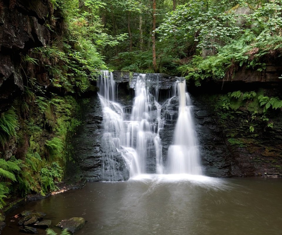 Обои природа, скала, водопад, англия, каскад, йоркшир, nature, rock, waterfall, england, cascade, yorkshire разрешение 1953x1400 Загрузить