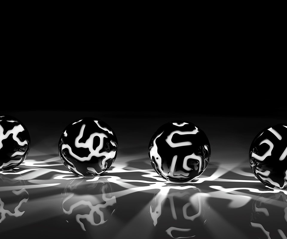 Обои свет, шары, серый, узоры, поверхность, чёрно - белые, light, balls, grey, patterns, surface, black and white разрешение 1920x1080 Загрузить