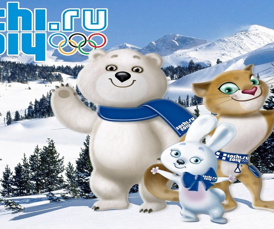 Обои талисманы олимпиады 2014 в сочи, mascots of the olympic games 2014 in sochi разрешение 2560x1440 Загрузить