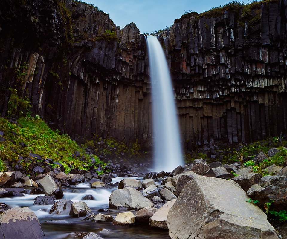 Обои водопад, исландия, чёрный водопад, свартифосс, waterfall, iceland, black waterfall, svartifoss разрешение 1920x1200 Загрузить