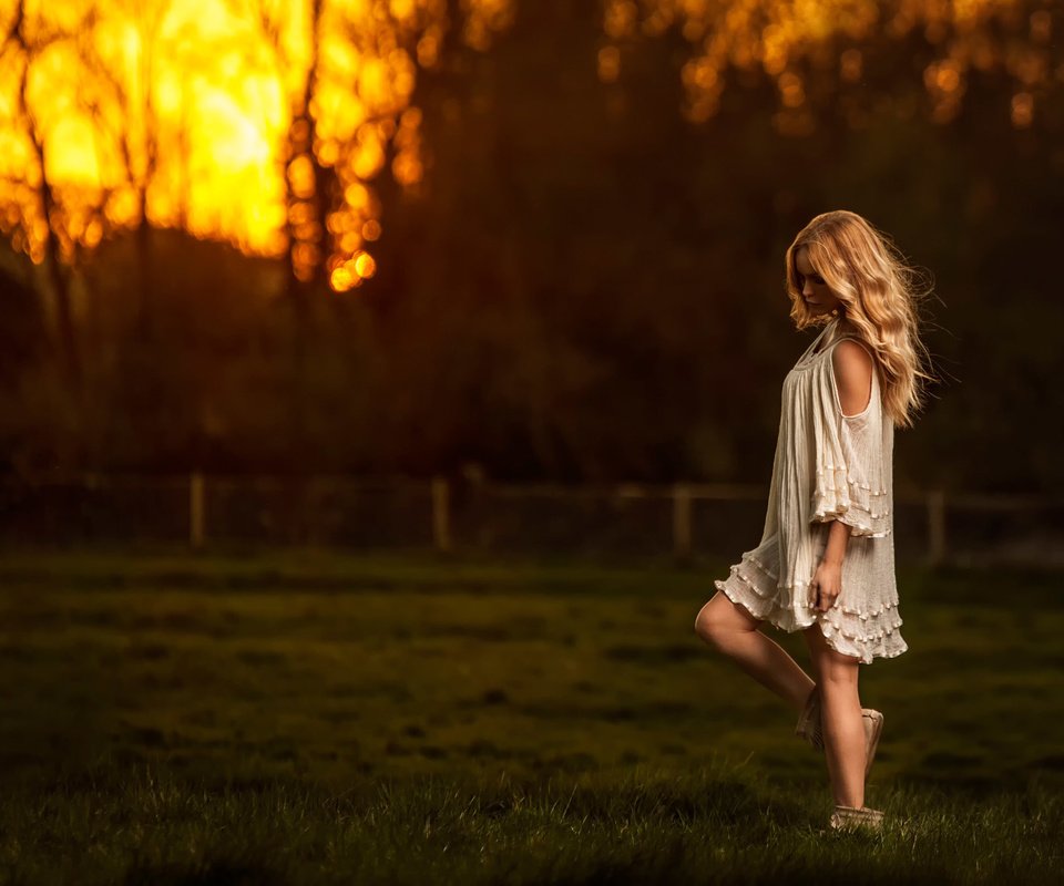 Обои небо, трава, природа, закат, девушка, блондинка, поле, the sky, grass, nature, sunset, girl, blonde, field разрешение 2048x1365 Загрузить