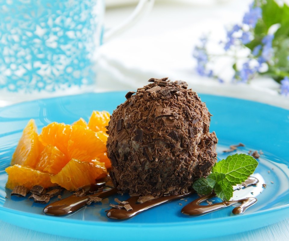 Обои мята, мороженое, апельсин, шоколад, сладкое, тарелка, mint, ice cream, orange, chocolate, sweet, plate разрешение 3600x2364 Загрузить