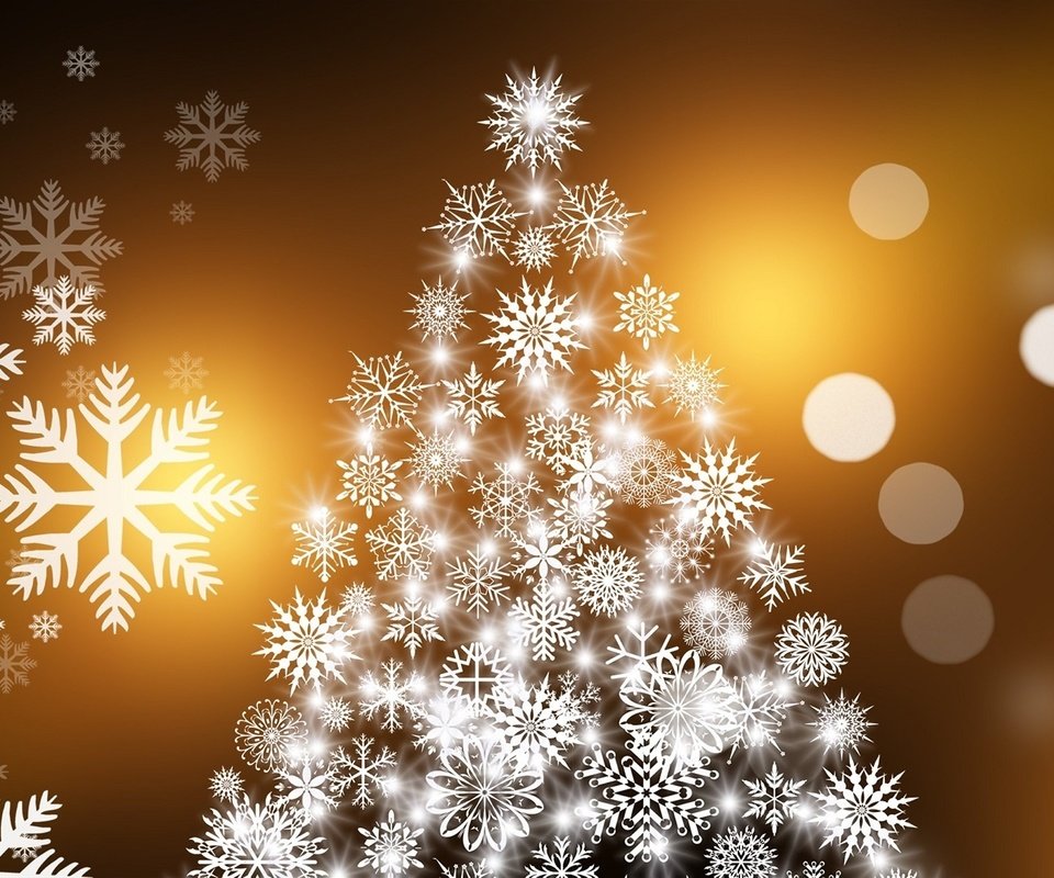 Обои снежинки, новогодняя елка, snowflakes, christmas tree разрешение 1920x1080 Загрузить