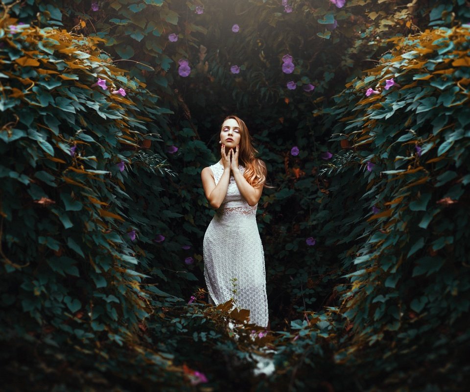 Обои цветы, природа, девушка, платье, ronny garcia, flowers, nature, girl, dress разрешение 2048x1417 Загрузить