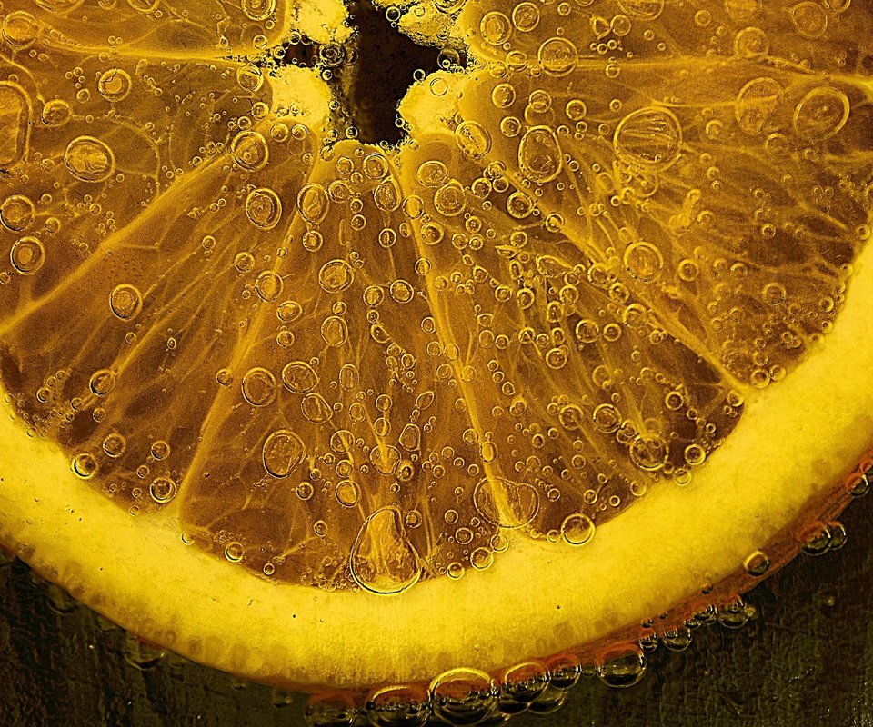 Обои макро, капли, фрукты, пузыри, апельсин, цитрусы, долька, крупным планом, macro, drops, fruit, bubbles, orange, citrus, slice, closeup разрешение 3108x1771 Загрузить