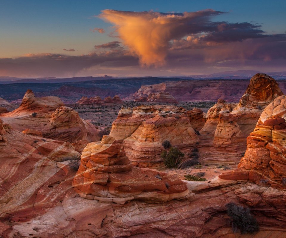 Обои облака, скалы, каньон, сша, аризона, сумерки, clouds, rocks, canyon, usa, az, twilight разрешение 5213x2889 Загрузить