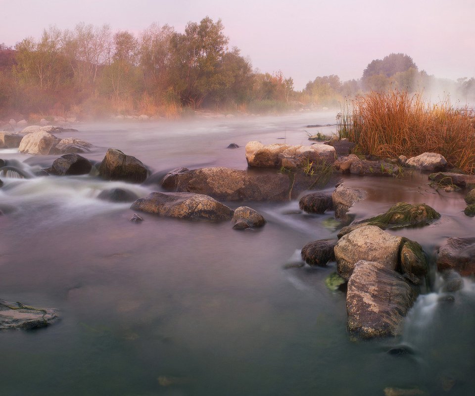 Обои река, природа, туман, осень, river, nature, fog, autumn разрешение 1920x1080 Загрузить