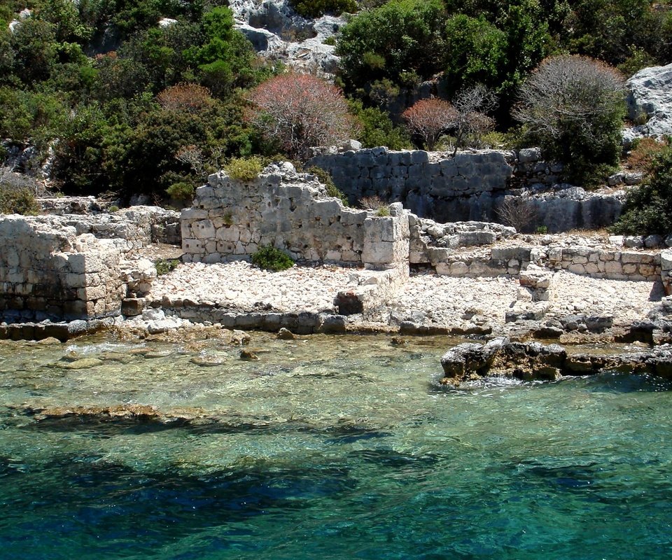 Обои море, руины, турция, 4, kekova island, demre, sea, ruins, turkey разрешение 1920x1080 Загрузить