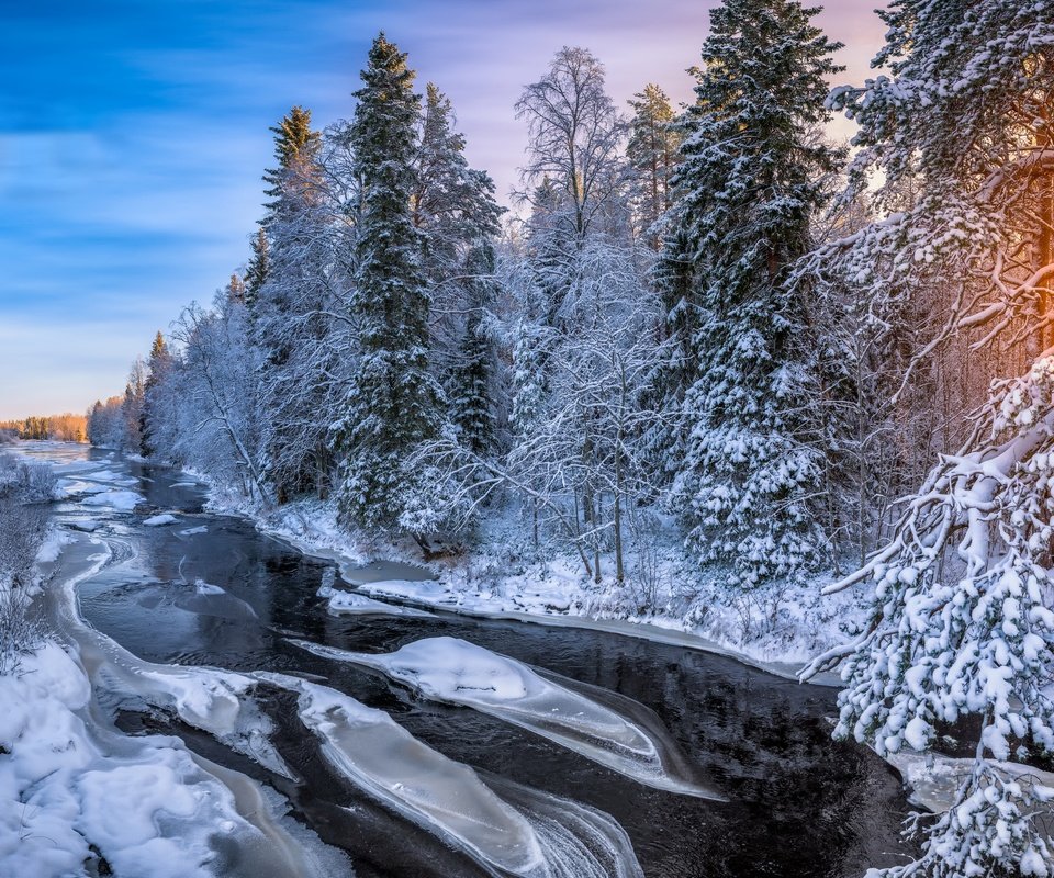 Обои река, лес, зима, утро, river, forest, winter, morning разрешение 3840x2160 Загрузить