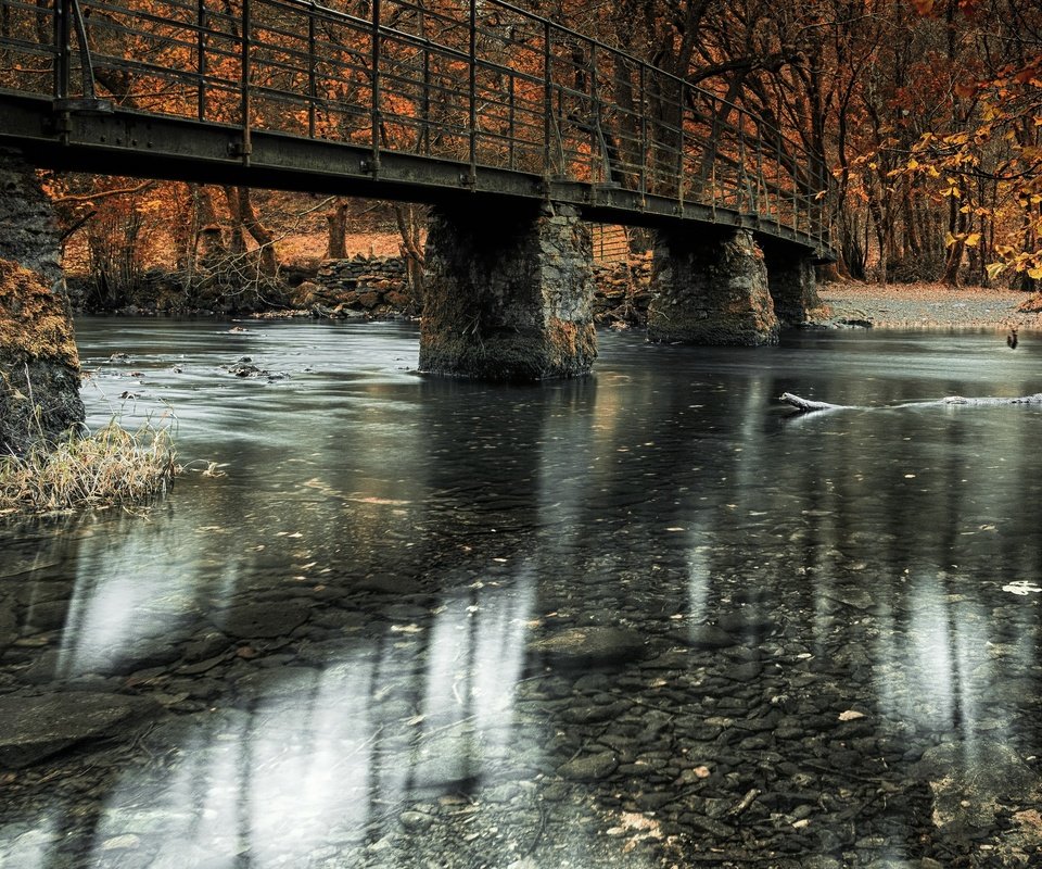 Обои река, природа, мост, осень, river, nature, bridge, autumn разрешение 3840x2160 Загрузить