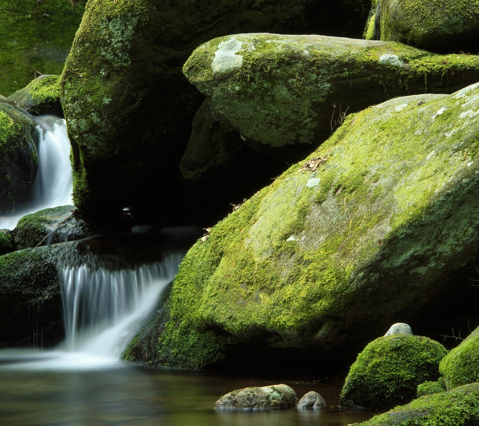 Обои природа, камни, водопад, мох, валуны, nature, stones, waterfall, moss, boulders разрешение 1920x1200 Загрузить