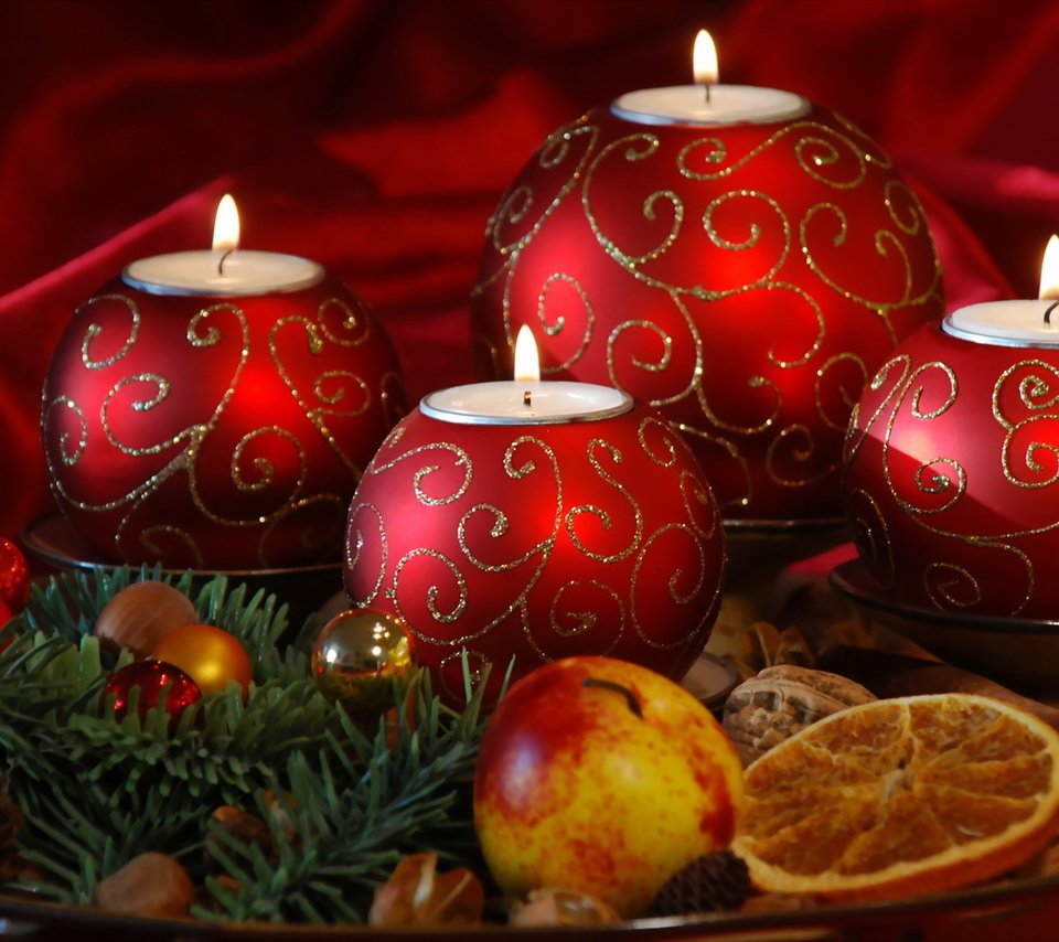 Обои свечи, новый год, фрукты, candles, new year, fruit разрешение 1920x1200 Загрузить