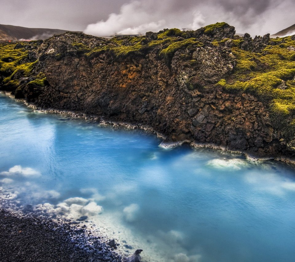 Обои река, камни, исландия, голубая вода, горячий источник, river, stones, iceland, blue water, hot spring разрешение 1920x1080 Загрузить