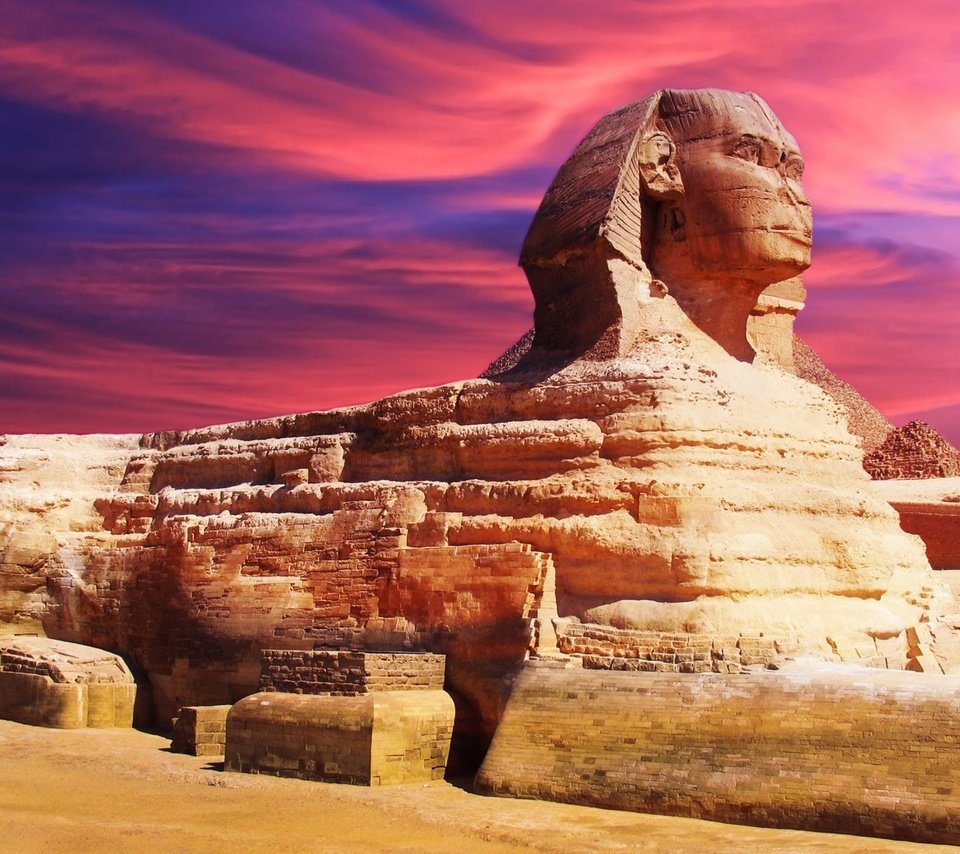 Обои закат, песок, египет, сфинкс, sunset, sand, egypt, sphinx разрешение 1920x1200 Загрузить