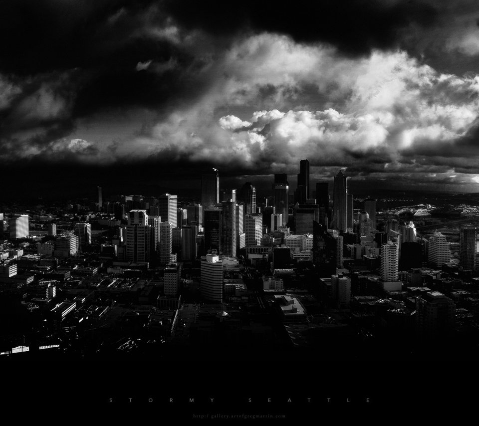 Обои небо, облака, чёрно-белое, небоскребы, the sky, clouds, black and white, skyscrapers разрешение 1920x1080 Загрузить