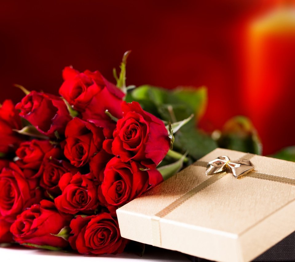 Обои цветы, розы, красные, букет, подарок, праздник, flowers, roses, red, bouquet, gift, holiday разрешение 2560x1600 Загрузить