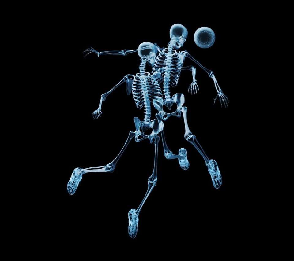 Обои футбол, скелеты, рентген, мяч, football, skeletons, x-ray, the ball разрешение 1920x1200 Загрузить