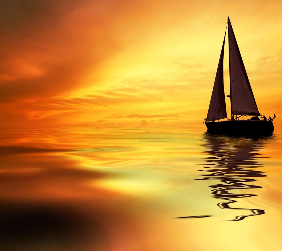 Обои закат, море, лодка, яхта, sunset, sea, boat, yacht разрешение 2560x1600 Загрузить