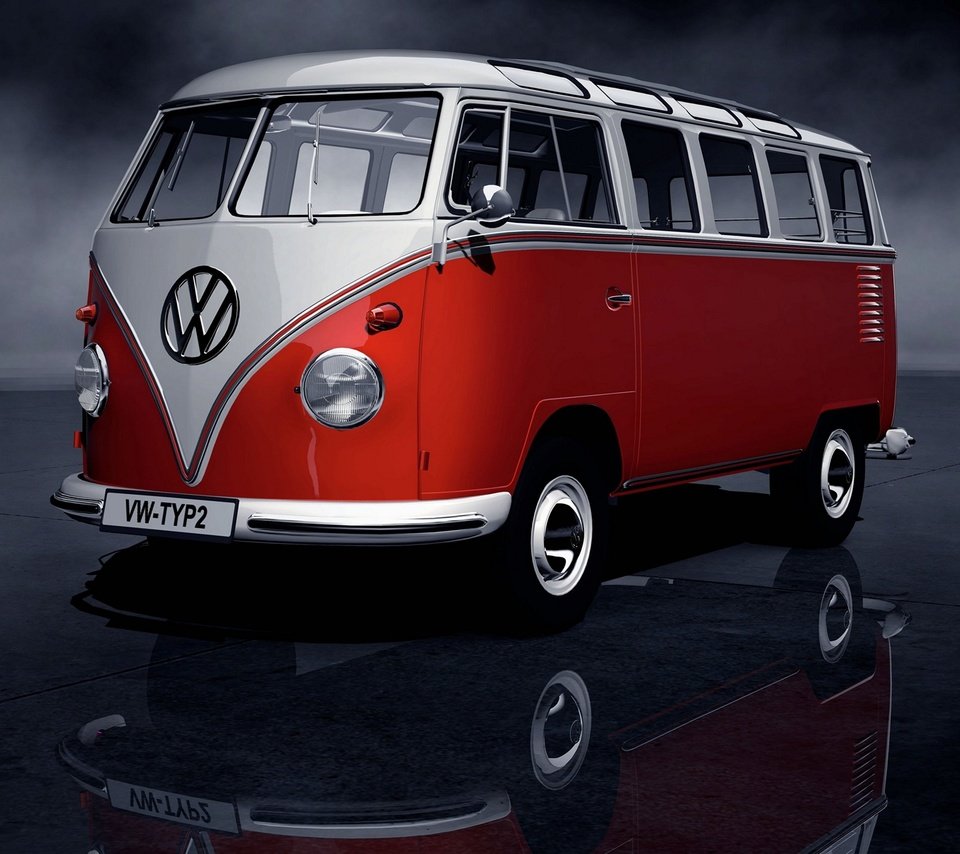 Обои отражение, ретро, игрушка, красно-белый, микроавтобус, reflection, retro, toy, red-white, minibus разрешение 1920x1200 Загрузить