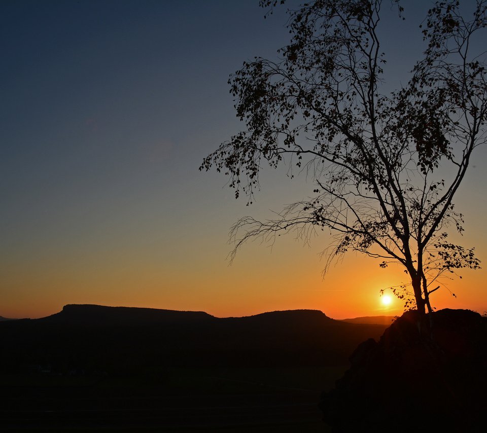 Обои небо, солнце, дерево, закат, силуэт, the sky, the sun, tree, sunset, silhouette разрешение 2048x1365 Загрузить