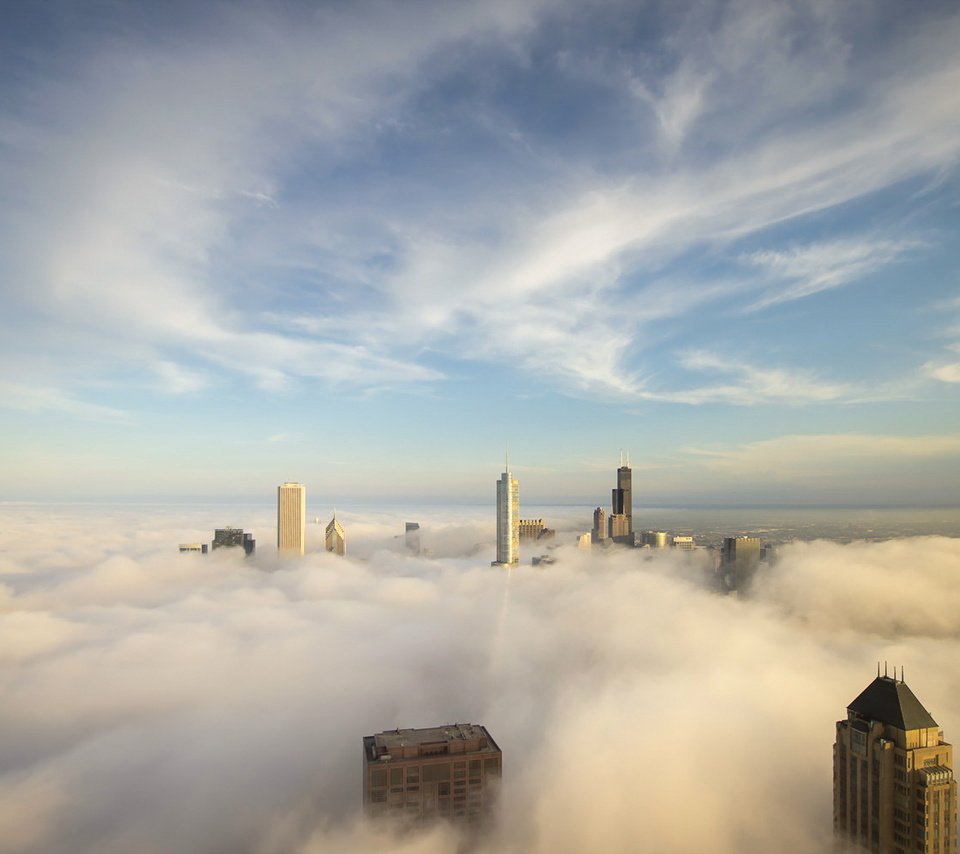 Обои небо, облака, город, сша, здания, чикаго, the sky, clouds, the city, usa, building, chicago разрешение 1920x1200 Загрузить