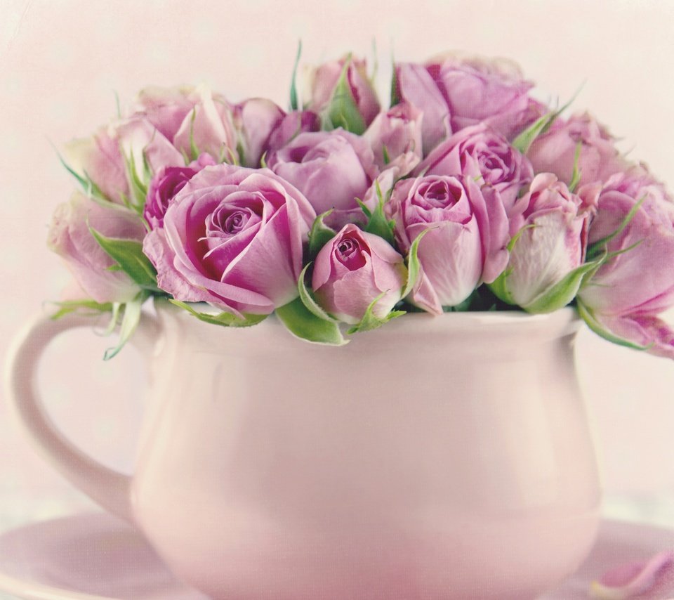 Обои цветы, фон, розы, букет, розовые, ваза, flowers, background, roses, bouquet, pink, vase разрешение 2880x2160 Загрузить