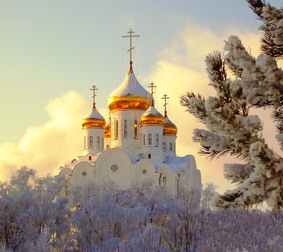 Обои зима, церковь, winter, church разрешение 1920x1380 Загрузить