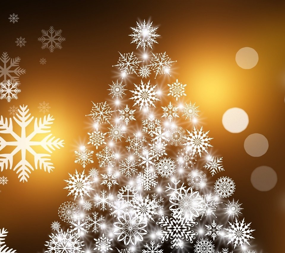 Обои снежинки, новогодняя елка, snowflakes, christmas tree разрешение 1920x1080 Загрузить