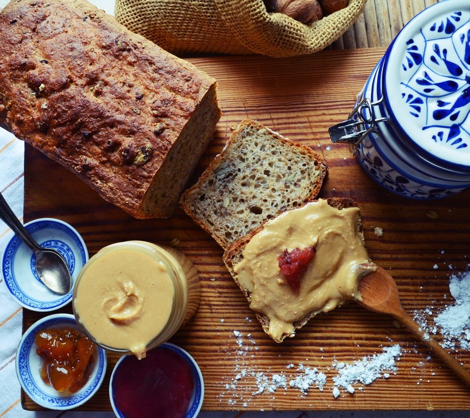 Обои бутерброд, джем, хлеб, завтрак, арахисовая паста, sandwich, jam, bread, breakfast, peanut butter разрешение 2860x2000 Загрузить